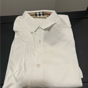 Burberry Mens White Check Dress Shirt